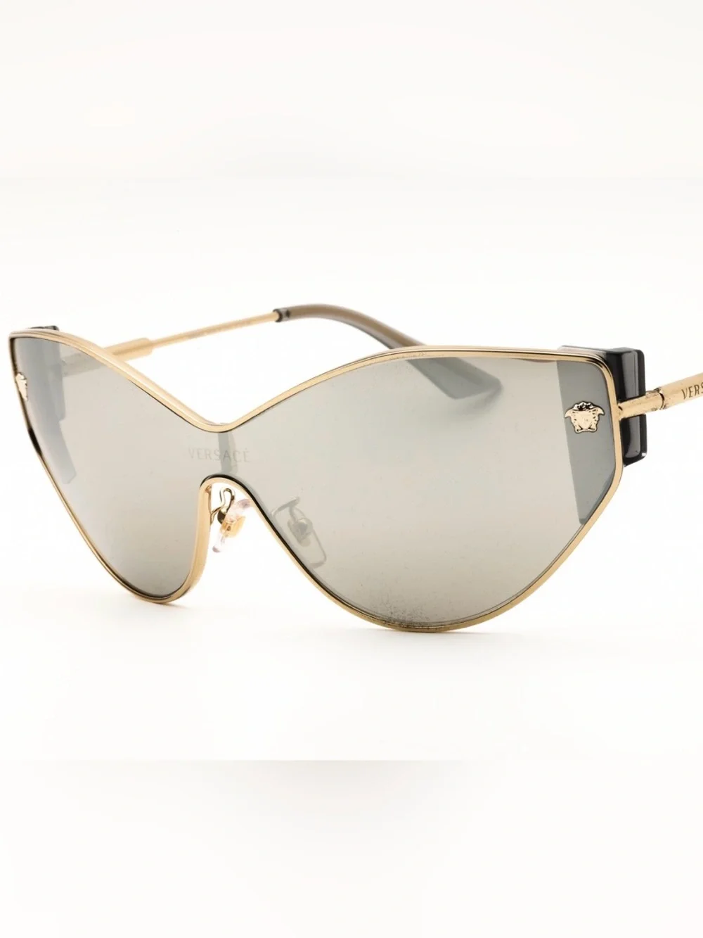 New Versace VE2239 12526G Gold-Tone Cat-Eye Sunglasses Silver Lenses Authentic